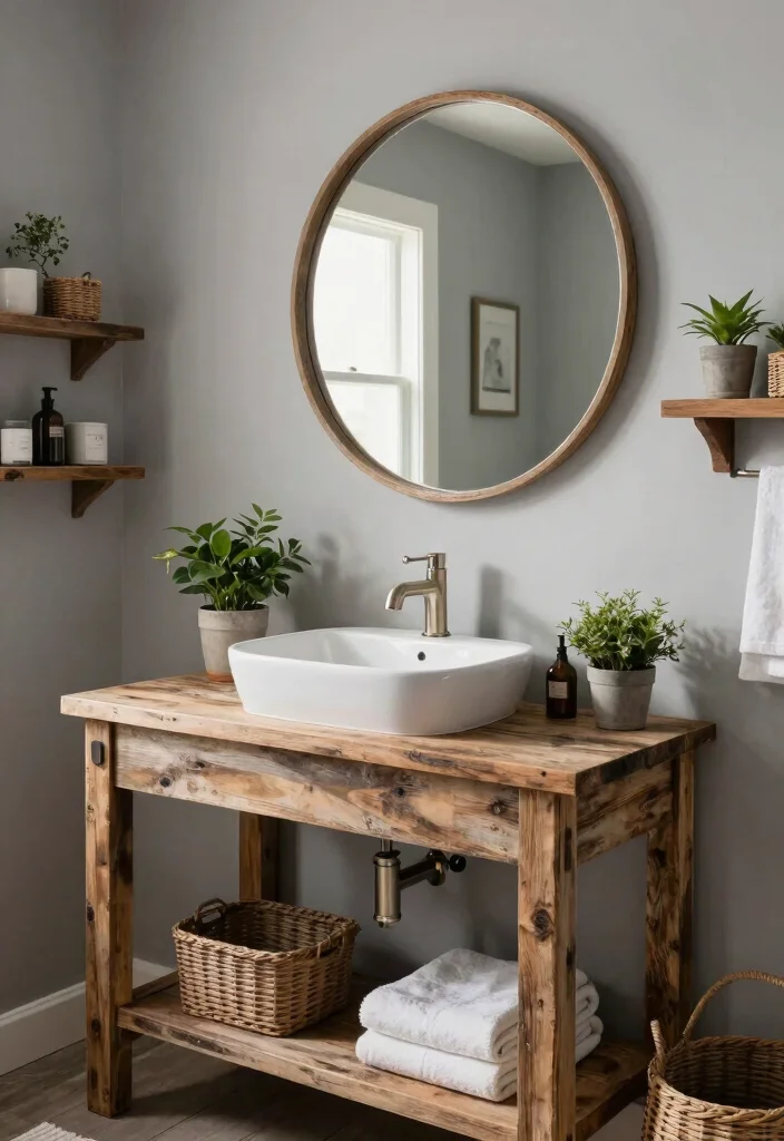 16 Wood Vanity Bathroom Ideas For Cozy Interiors - 1. Reclaimed Barn Wood Vanity 1