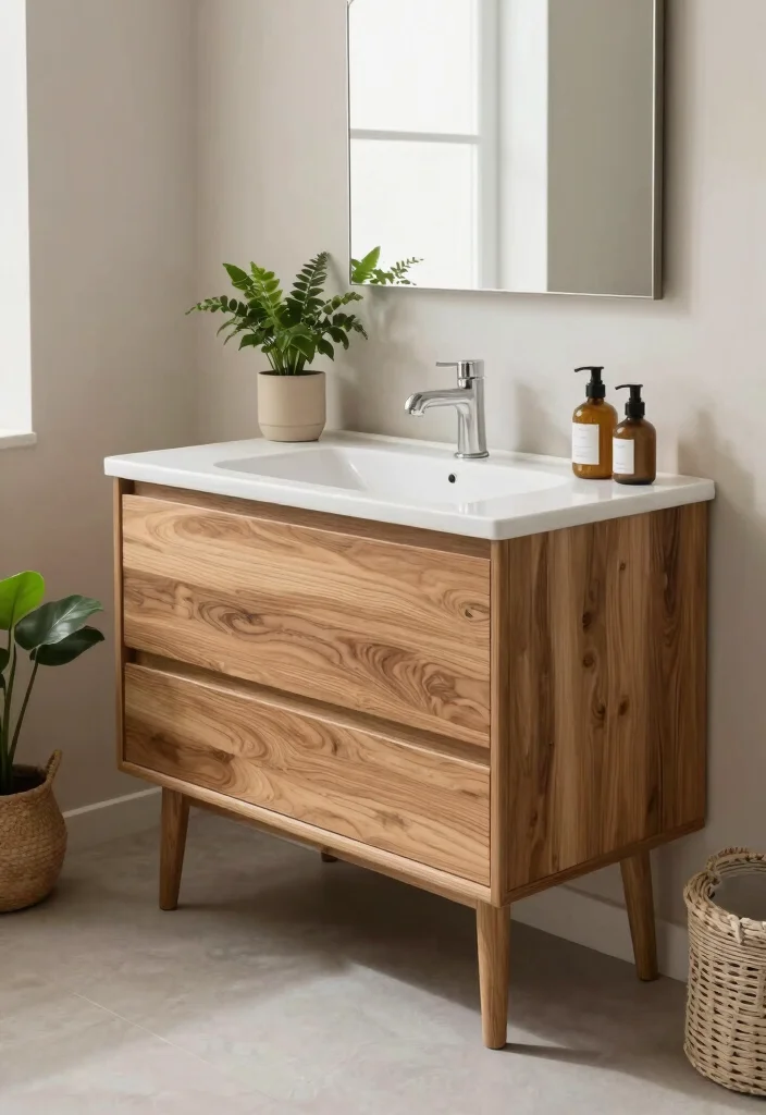 16 Wood Vanity Bathroom Ideas For Cozy Interiors - 13. Natural Wood Finishes 1