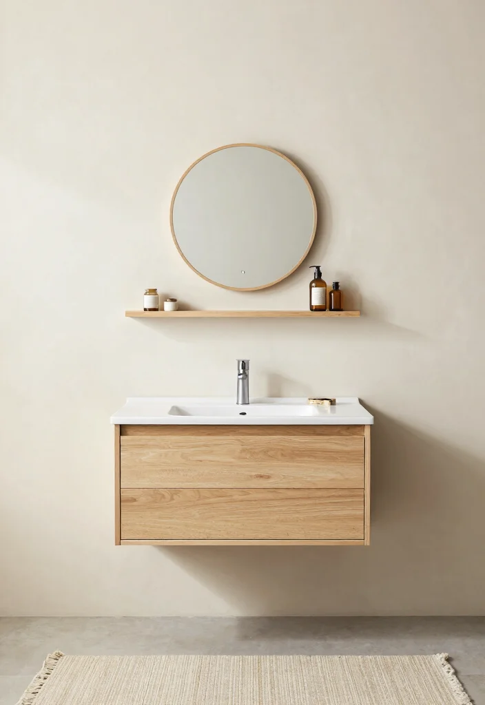 16 Wood Vanity Bathroom Ideas For Cozy Interiors - 3. Minimalist Wood Vanity 1