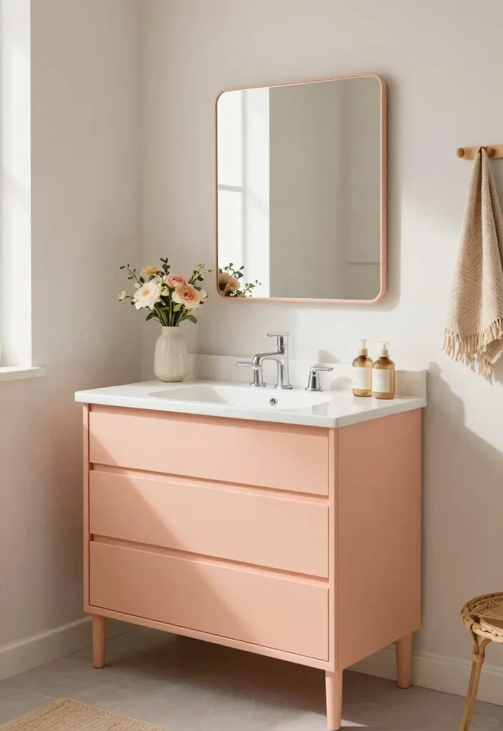 17 Bathroom Vanity Paint Color Ideas You Should Try - 12. Soft Peach 1