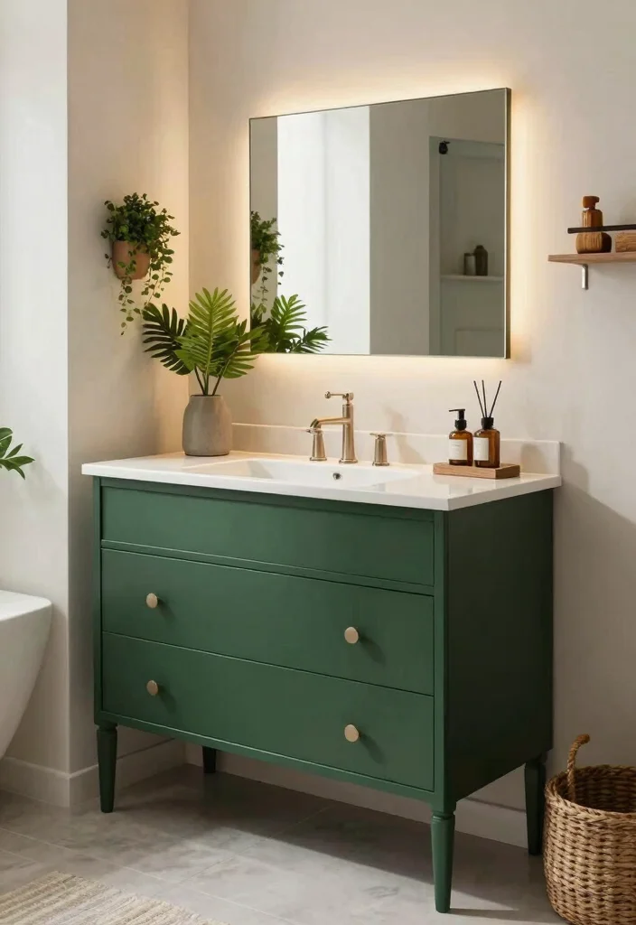 17 Bathroom Vanity Paint Color Ideas You Should Try - 13. Deep Forest Green 1
