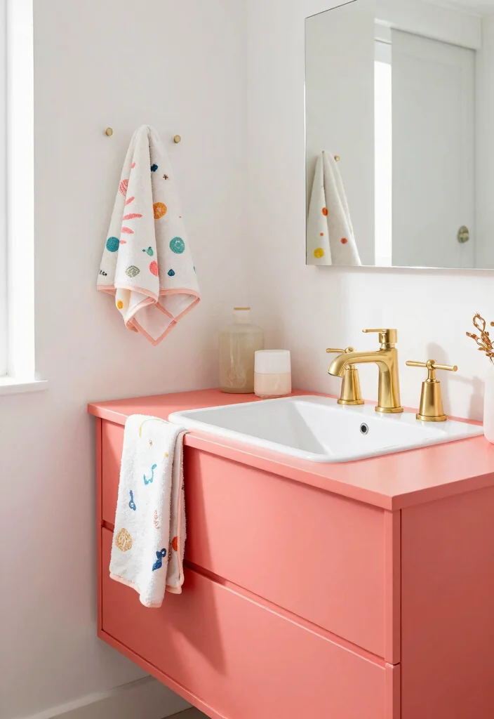 17 Bathroom Vanity Paint Color Ideas You Should Try - 14. Bright Coral 1