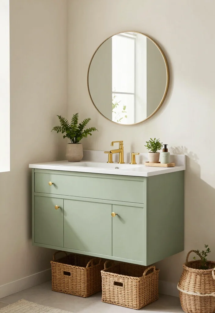 17 Bathroom Vanity Paint Color Ideas You Should Try - 3. Soft Sage Green 1