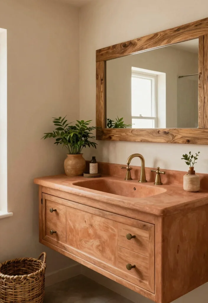 17 Bathroom Vanity Paint Color Ideas You Should Try - 6. Earthy Terracotta 1