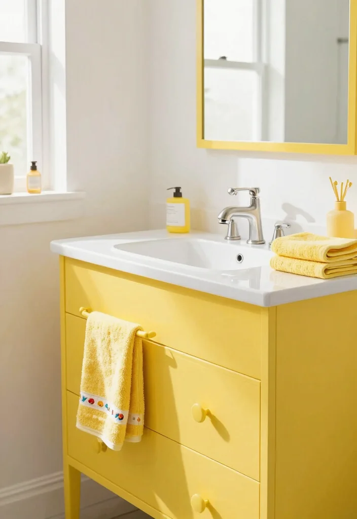 17 Bathroom Vanity Paint Color Ideas You Should Try - 8. Sunny Yellow 1