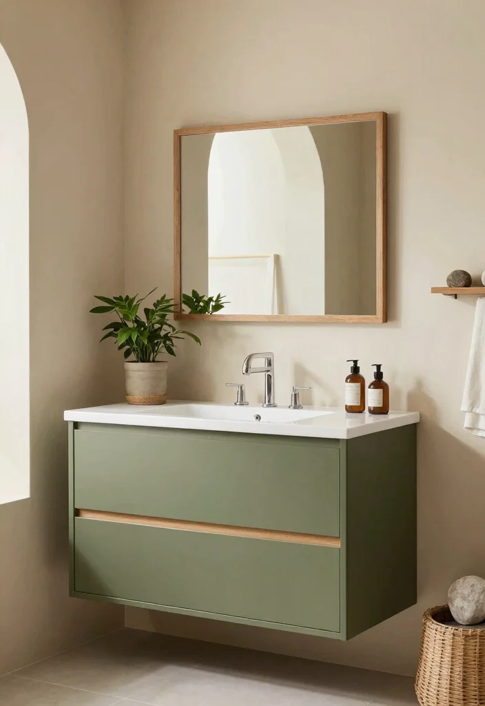 17 Bathroom Vanity Paint Color Ideas You Should Try - 9. Earthy Olive Green 1