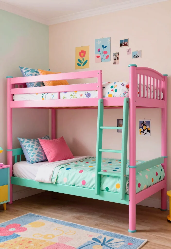17 Bedroom Ideas for 3 Sisters Stylish Shared Spaces - 1. Colorful Bunk Beds 1