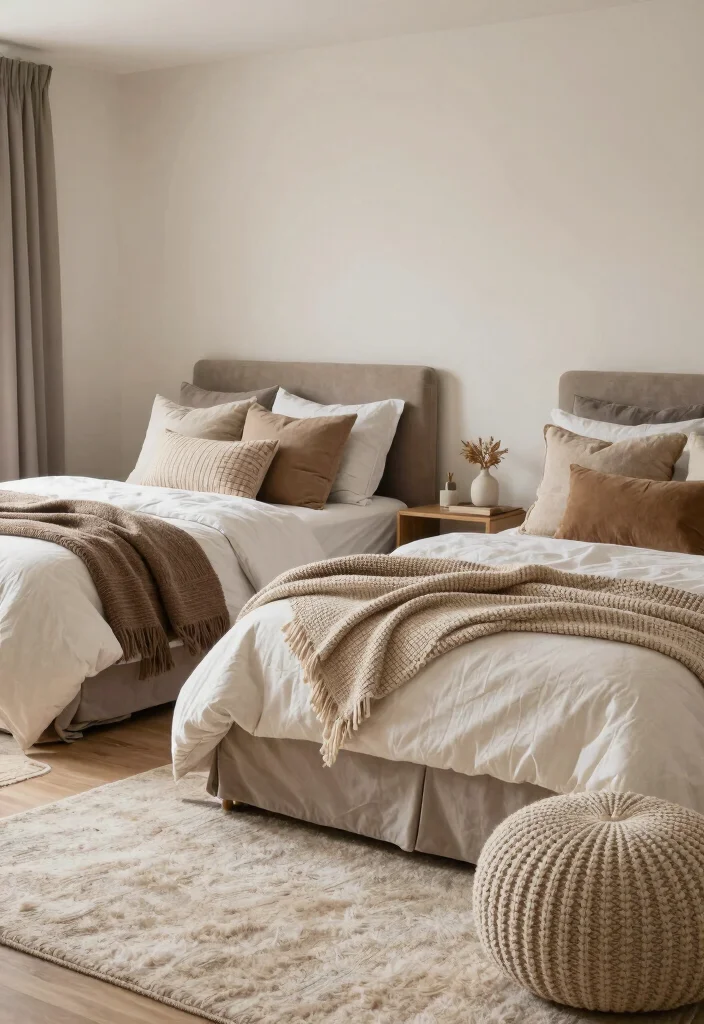 17 Bedroom Ideas for 3 Sisters Stylish Shared Spaces - 15. Soft Textures and Layers 1