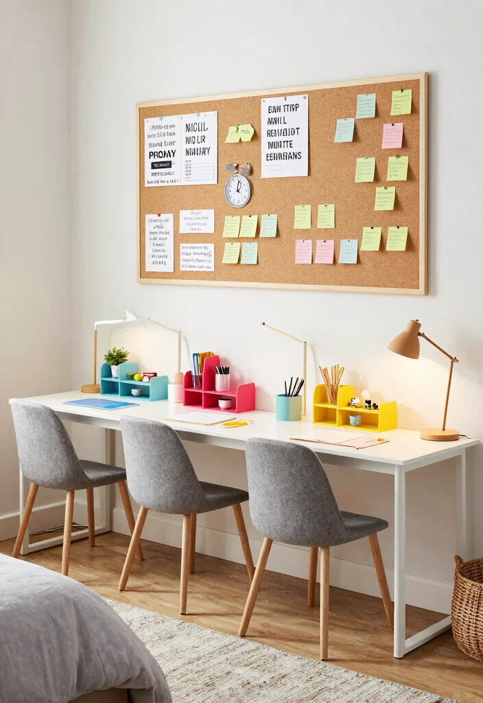 17 Bedroom Ideas for 3 Sisters Stylish Shared Spaces - 7. Study Space Harmony 1