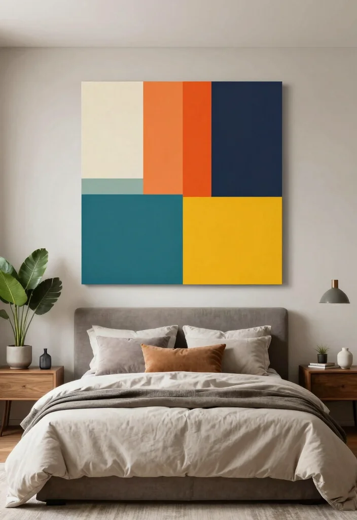 17 Bedroom Wall Art Ideas That Elevate the Space - 11. Color Block Wall Art 1