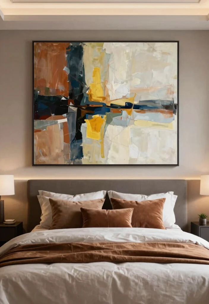 17 Bedroom Wall Art Ideas That Elevate the Space - 9. Large-Scale Artwork 1