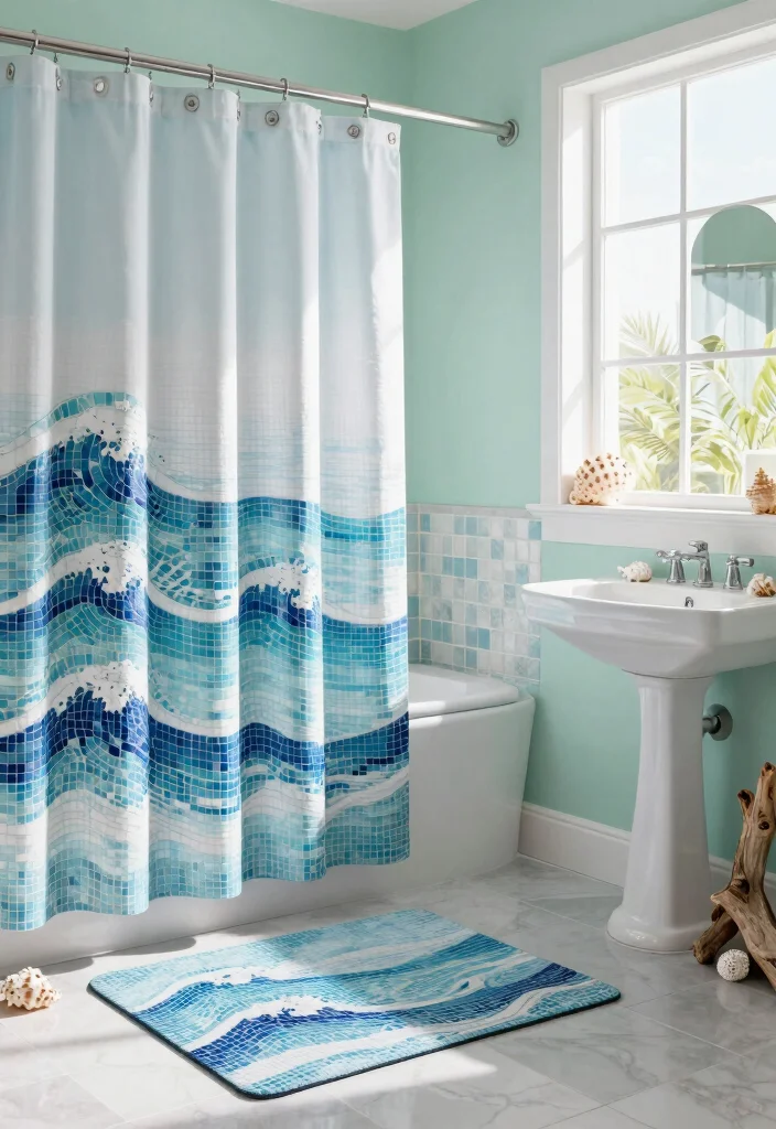 17 Blue Bathroom Ideas With Calm Cool Energy - 1. Ocean Wave Accents 1