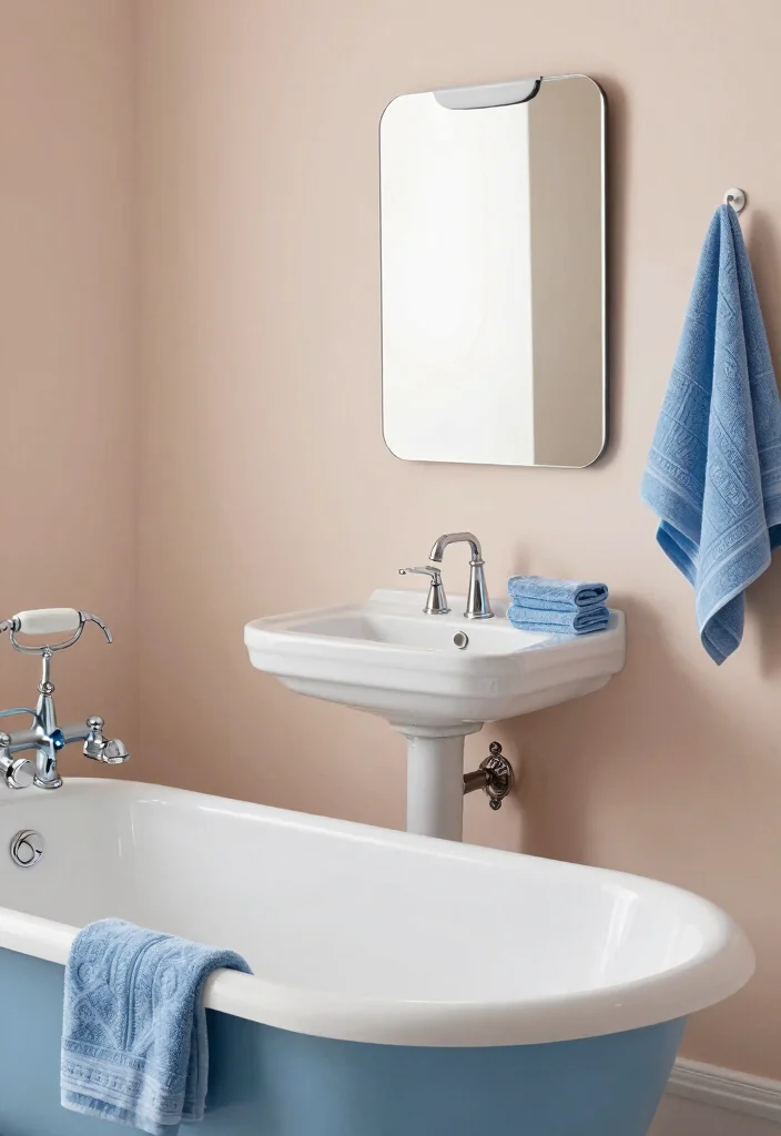 17 Blue Bathroom Ideas With Calm Cool Energy - 6. Vintage Blue Fixtures 1