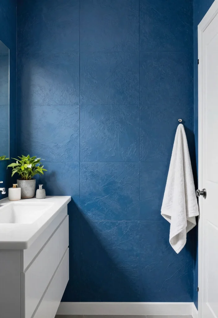 17 Blue Bathroom Ideas With Calm Cool Energy - 7. Textured Wall Panels 1