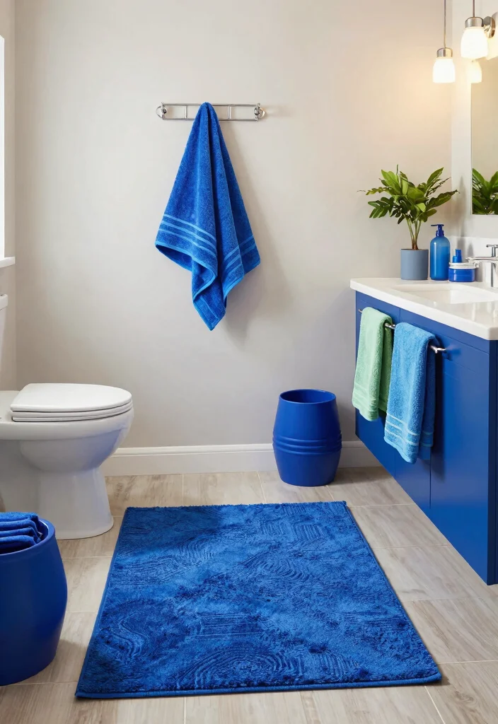 17 Blue Bathroom Ideas With Calm Cool Energy - 8. Bright Blue Accents 1
