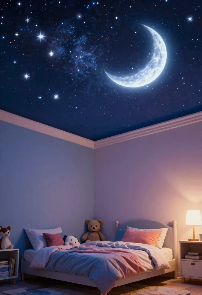 17 Children Bedroom False Ceiling Design Ideas Playful Style - 1. Starry Night Sky 1