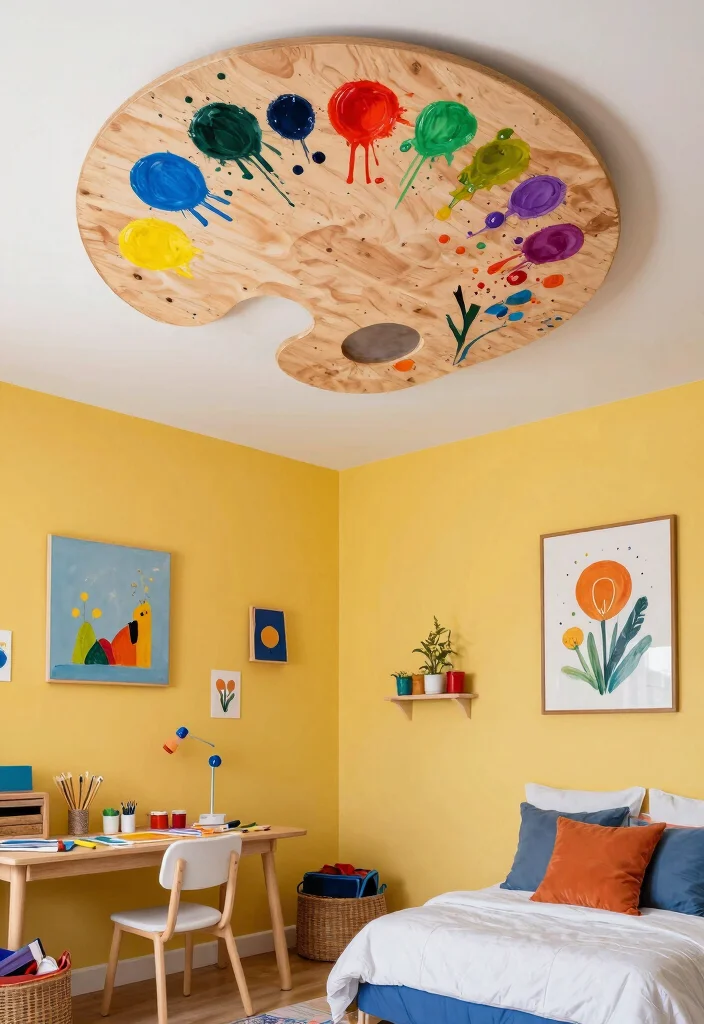 17 Children Bedroom False Ceiling Design Ideas Playful Style - 11. Artful Creativity 1