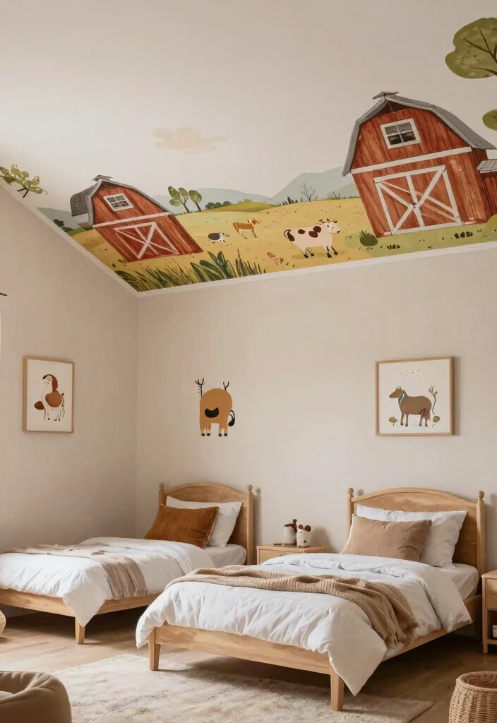 17 Children Bedroom False Ceiling Design Ideas Playful Style - 14. Farmyard Fun 1