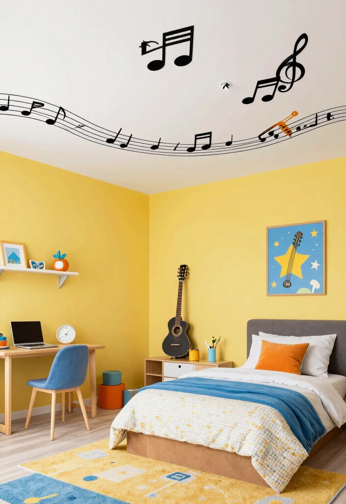 17 Children Bedroom False Ceiling Design Ideas Playful Style - 15. Music Melody 1