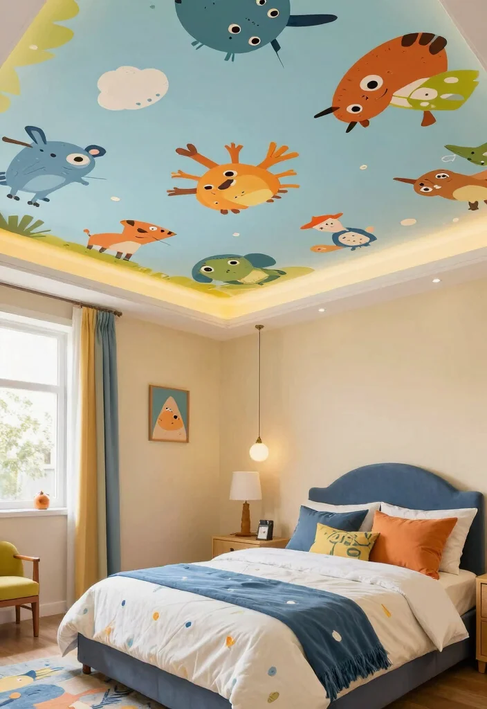 17 Children Bedroom False Ceiling Design Ideas Playful Style - 17. Personalized Themes 1