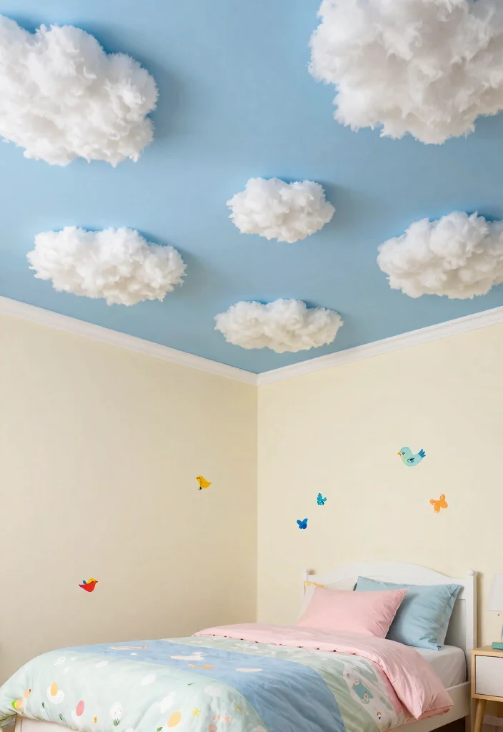 17 Children Bedroom False Ceiling Design Ideas Playful Style - 2. Cloudy Dreamscape 1