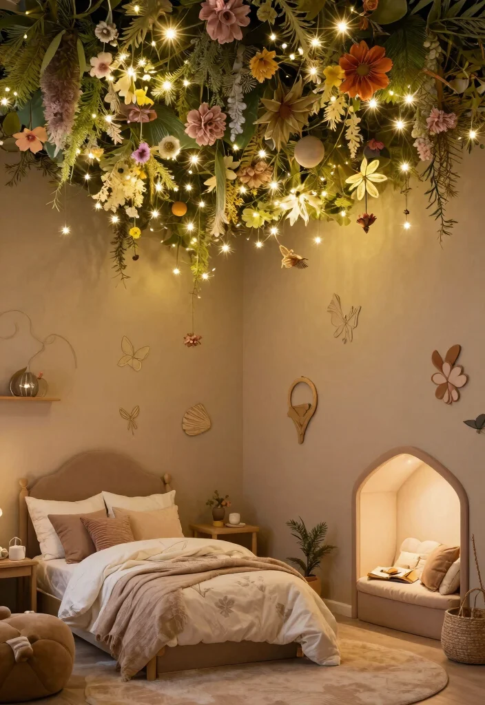 17 Children Bedroom False Ceiling Design Ideas Playful Style - 5. Magical Fairy Glade 1