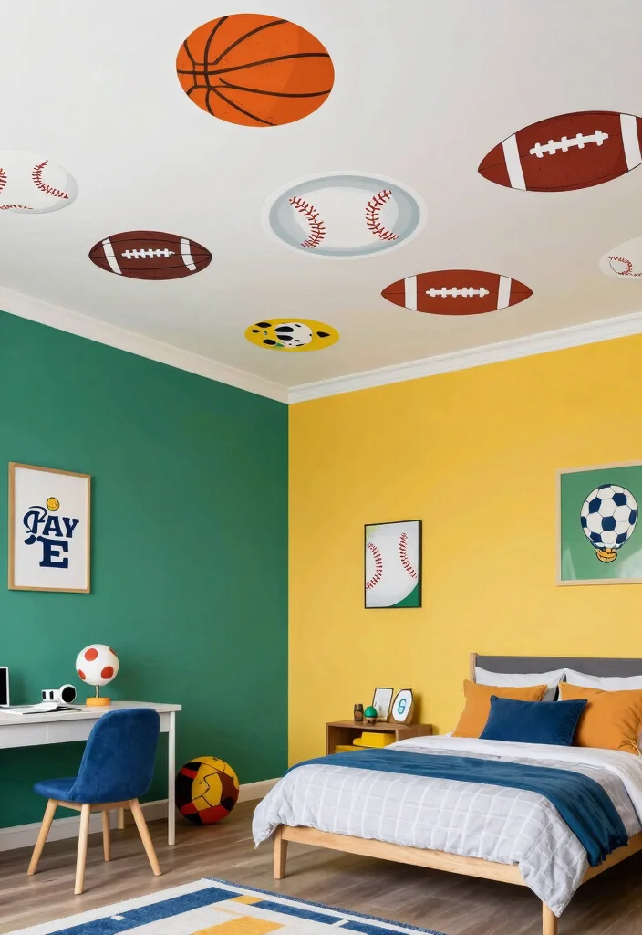 17 Children Bedroom False Ceiling Design Ideas Playful Style - 6. Sports Zone 1