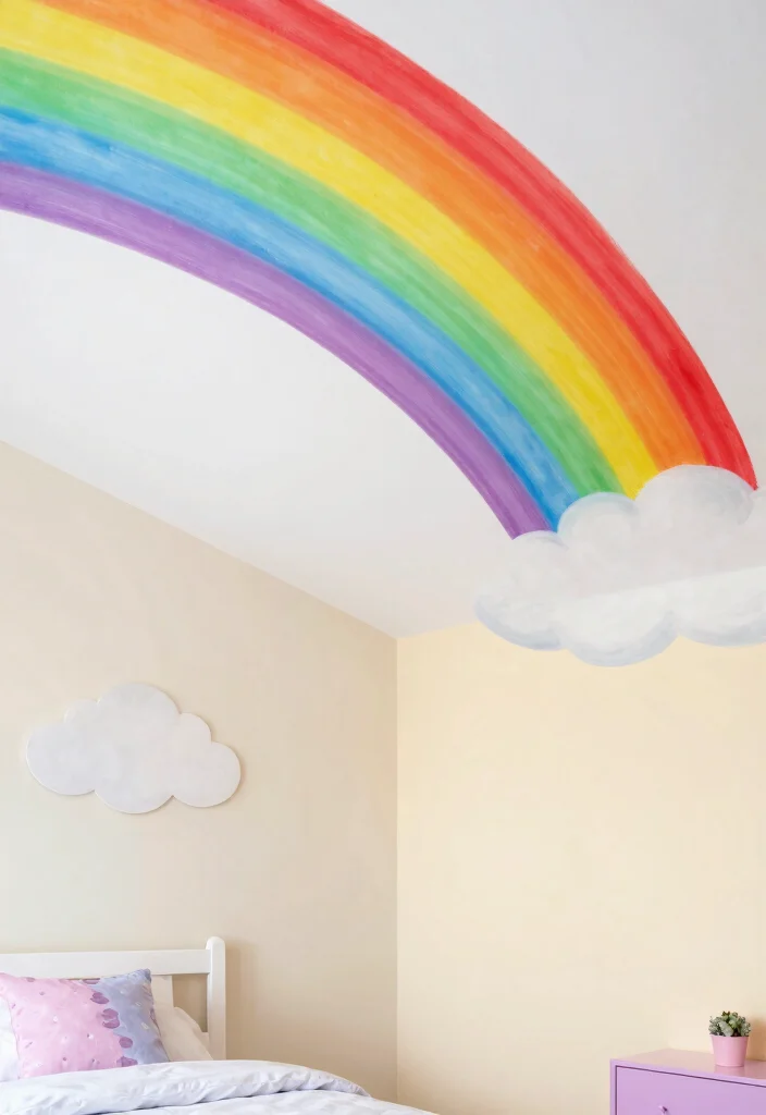 17 Children Bedroom False Ceiling Design Ideas Playful Style - 9. Rainbow Bliss 1