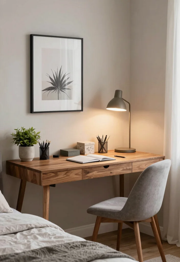 17 Grown Women Bedroom Ideas for an Elegant Mature Style - 11. Functional Workspace in the Bedroom 1