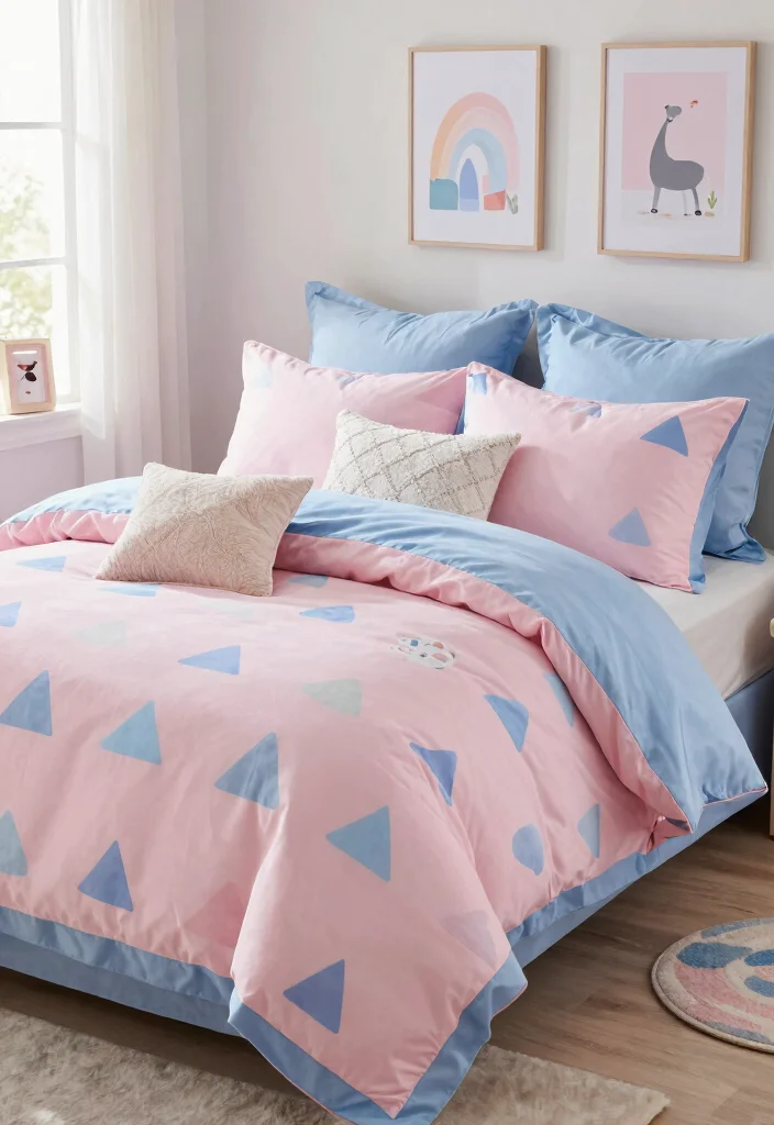 17 Pink and Blue Bedroom Ideas: Playful Balanced Colors - 2. Cozy Bedding Sets 1