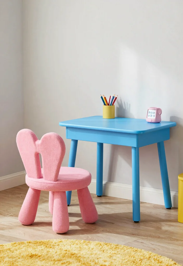 17 Pink and Blue Bedroom Ideas: Playful Balanced Colors - 4. Fun Accent Furniture 1