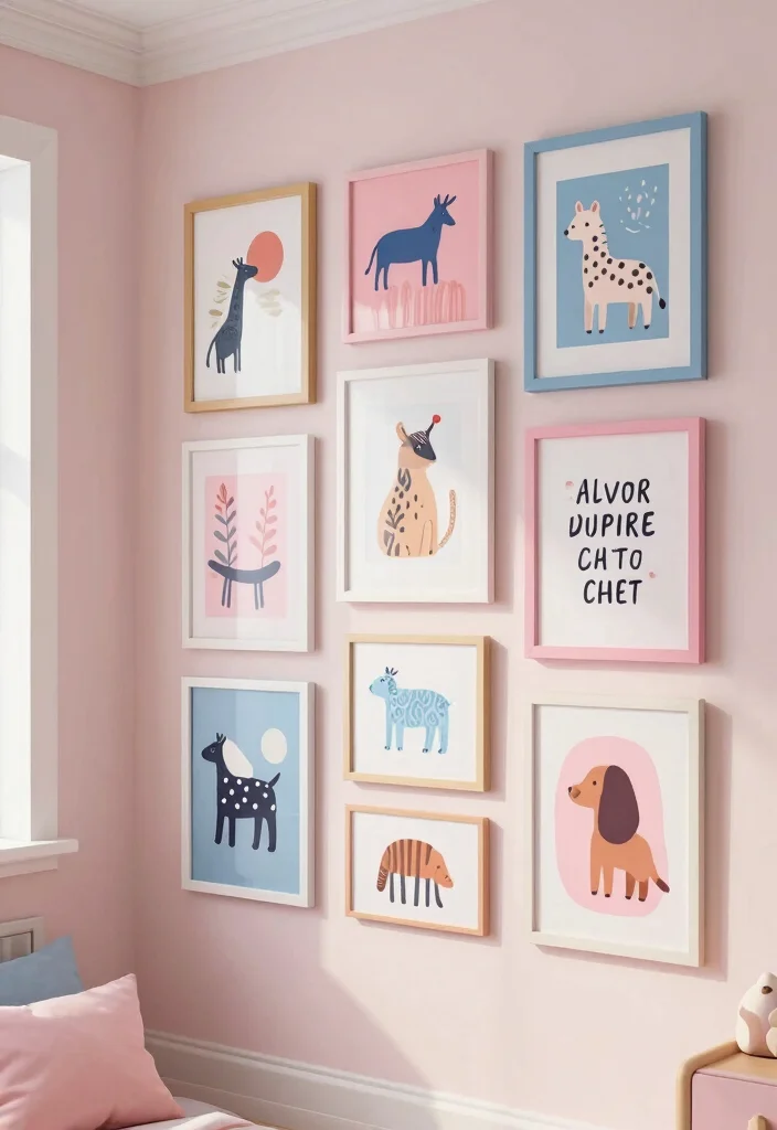 17 Pink and Blue Bedroom Ideas: Playful Balanced Colors - 5. Vibrant Wall Art 1