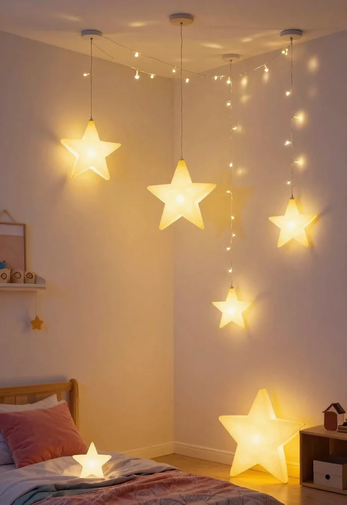 17 Pink and Blue Bedroom Ideas: Playful Balanced Colors - 8. Creative Lighting Options 1