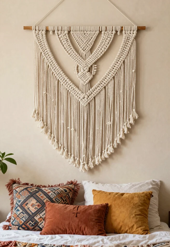 17 Wall Decor Ideas for Bedroom: Creative Personal Touch - 1. Macramé Magic 1