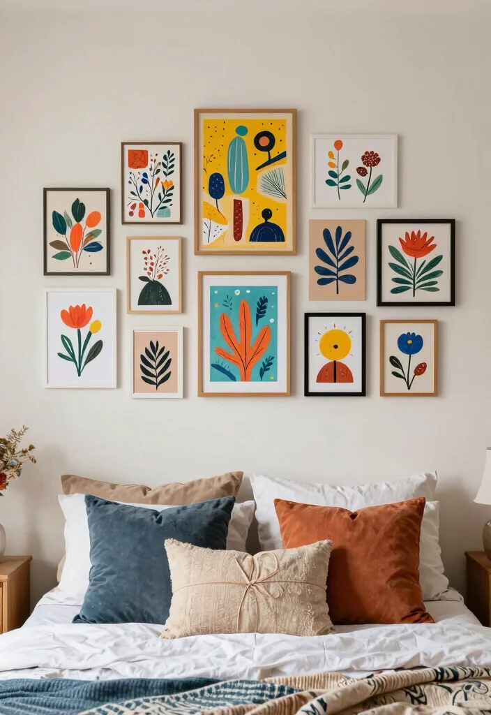 17 Wall Decor Ideas for Bedroom: Creative Personal Touch - 13. Art on a Budget 1