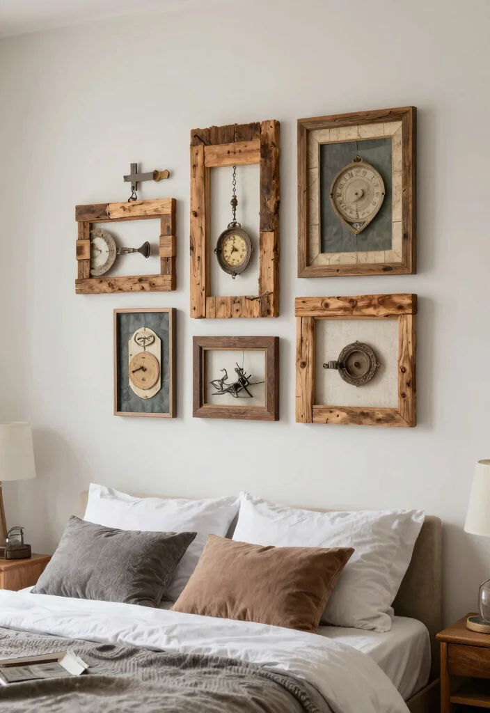 17 Wall Decor Ideas for Bedroom: Creative Personal Touch - 16. Upcycled Materials 1