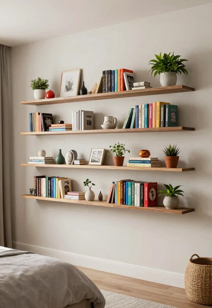 18 Bedroom With No Windows Ideas: Bright Airy Solutions - 9. Decorative Shelving 1