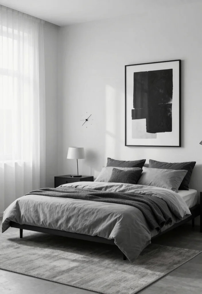 18 Bloxburg Bedroom Ideas Modern Clean Aesthetic - 1. Minimalist Monochrome Retreat 1
