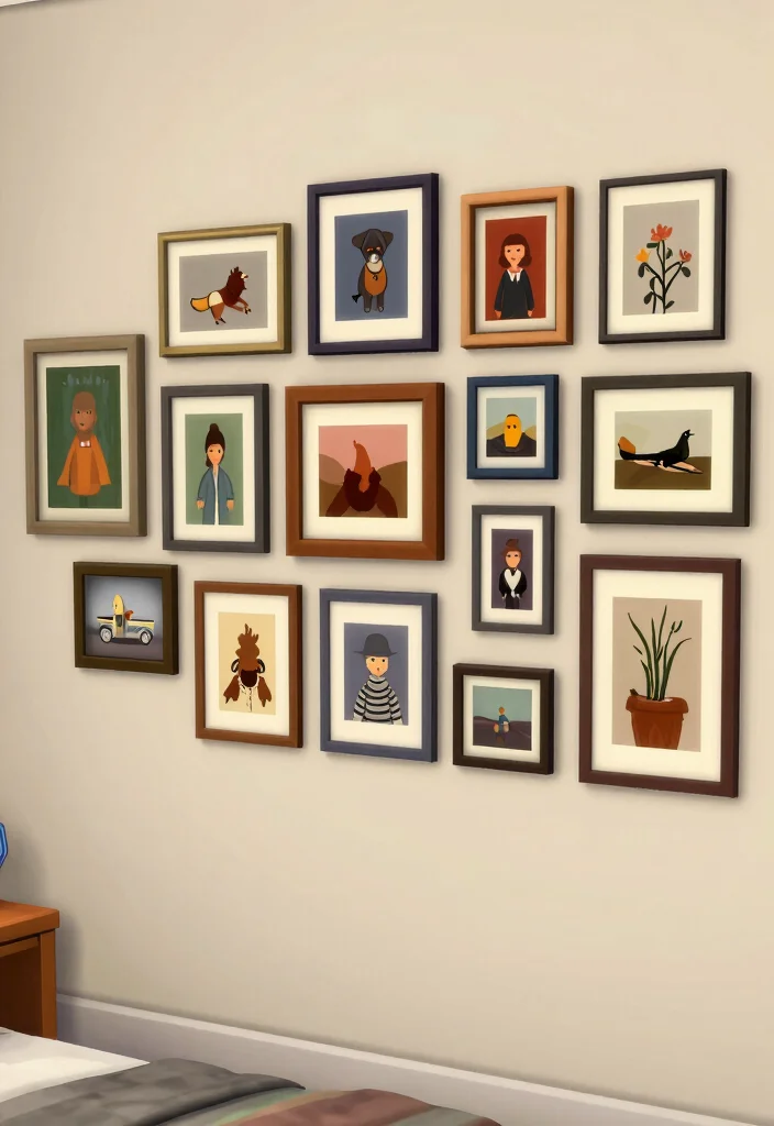 18 Bloxburg Bedroom Ideas Modern Clean Aesthetic - 12. Creative Wall Art Display 1