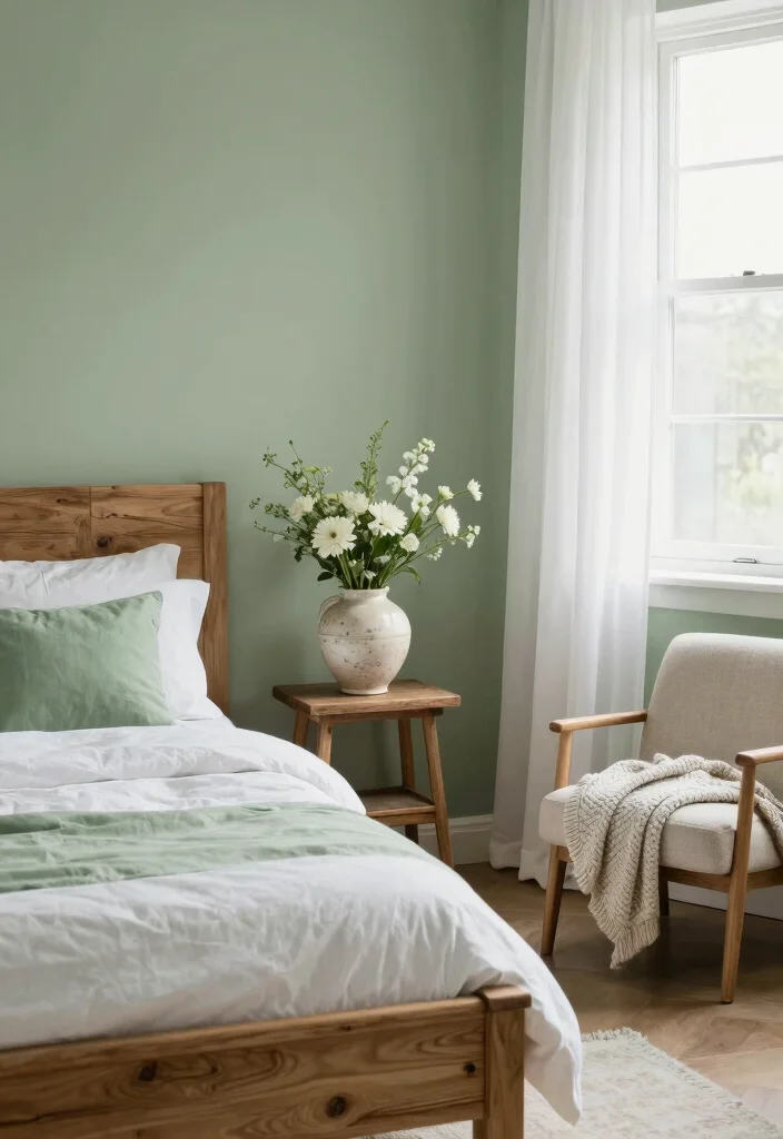 18 Green Paint Colors Bedroom Ideas: Calm Fresh Palettes - 1. Sage Green Serenity 1