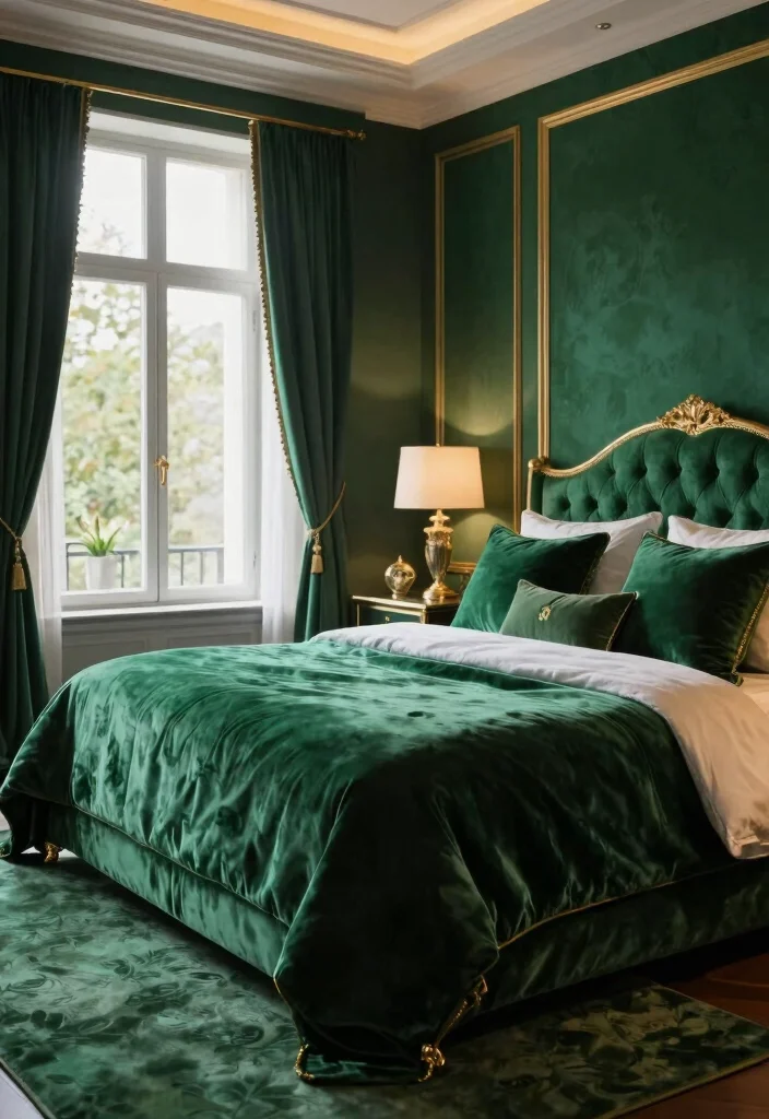 18 Green Paint Colors Bedroom Ideas: Calm Fresh Palettes - 10. Emerald Dreamscape 1