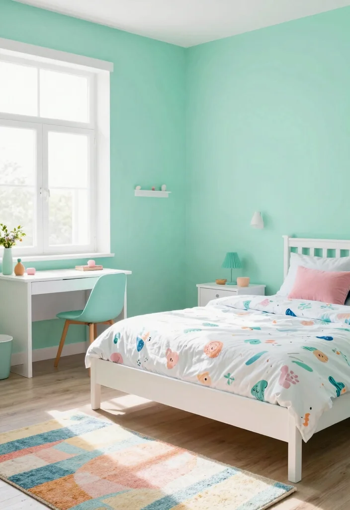 18 Green Paint Colors Bedroom Ideas: Calm Fresh Palettes - 11. Mint Green Retreat 1