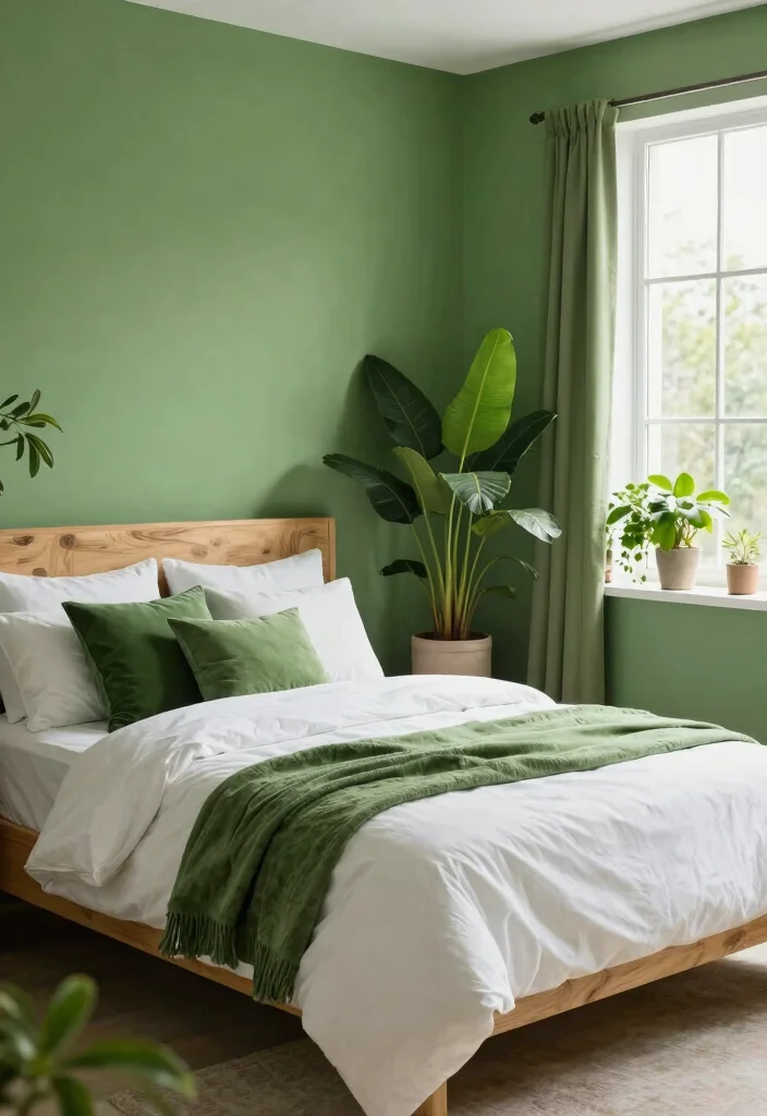18 Green Paint Colors Bedroom Ideas: Calm Fresh Palettes - 12. Grass Green Vibes 1