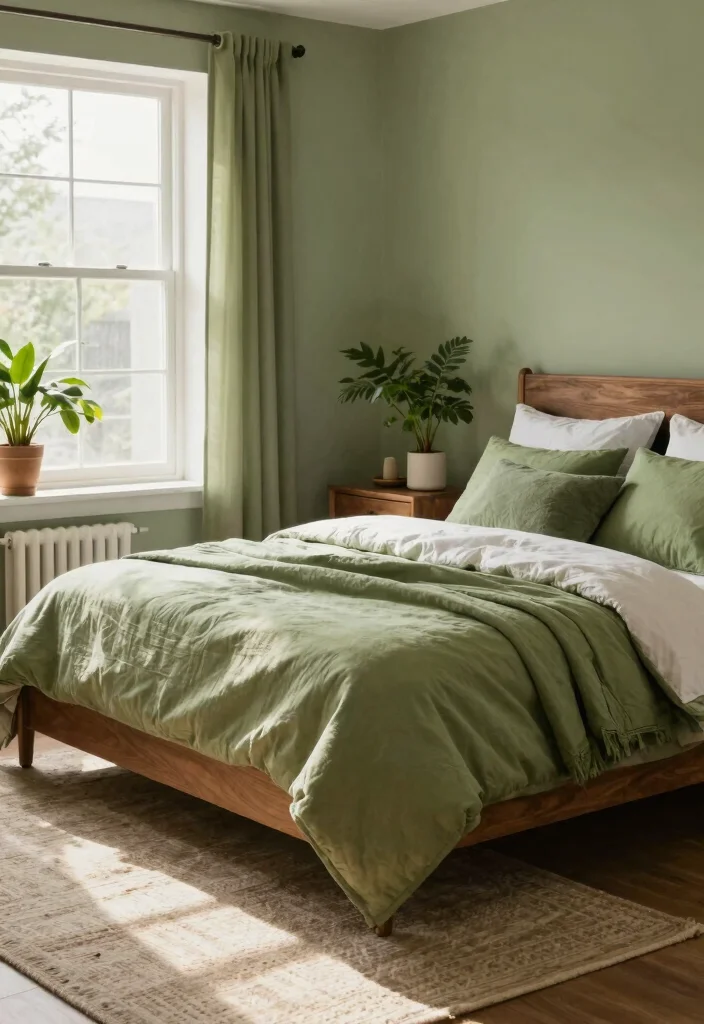 18 Green Paint Colors Bedroom Ideas: Calm Fresh Palettes - 17. Avocado Green Oasis 1