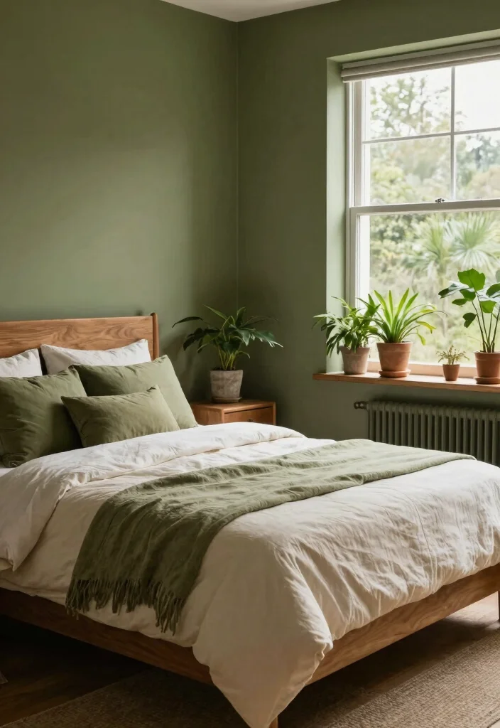 18 Green Paint Colors Bedroom Ideas: Calm Fresh Palettes - 5. Olive Branch Charm 1