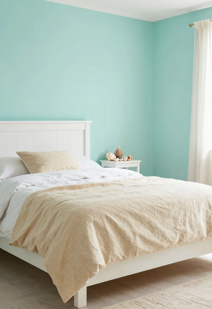 18 Green Paint Colors Bedroom Ideas: Calm Fresh Palettes - 8. Soft Turquoise Bliss 1