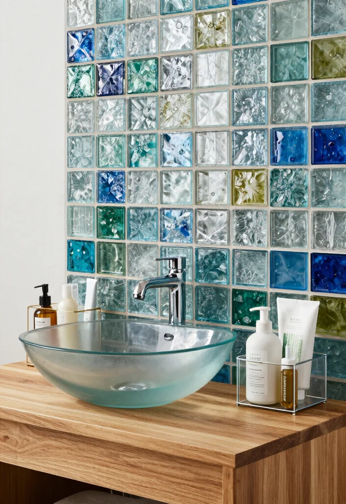 18 Pinterest Inspired Bathroom Ideas You Will Want To Save - 16. Recycled Glass Elements 1