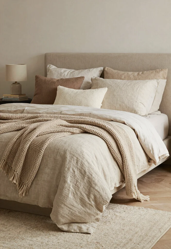18 Queen Size Bedroom Ideas: Balanced Spacious Layouts - 8. Textured Layers for Coziness 1