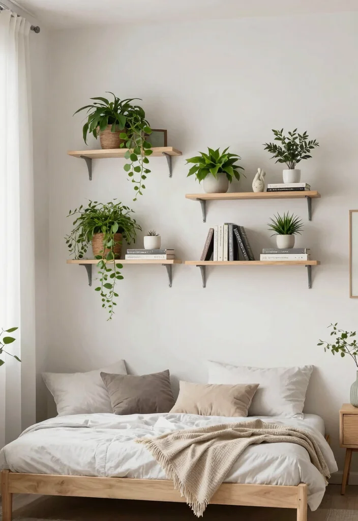 18 Small Bedroom Accent Wall Ideas with Big Impact - 10. Accent Wall with Shelving 1