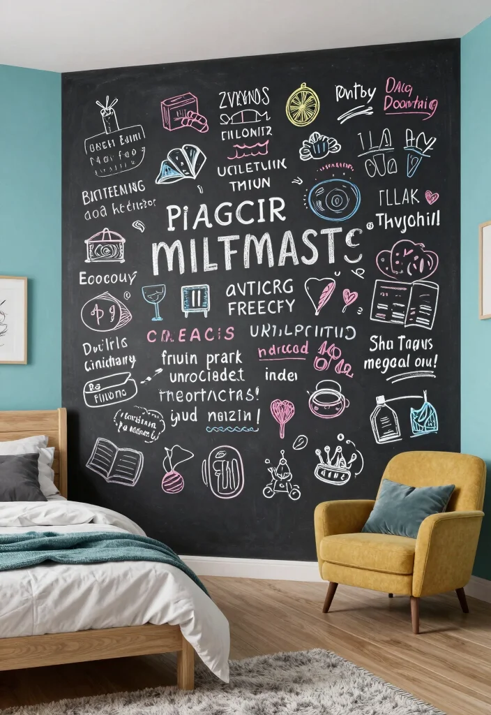 18 Small Bedroom Accent Wall Ideas with Big Impact - 12. Chalkboard Wall 1